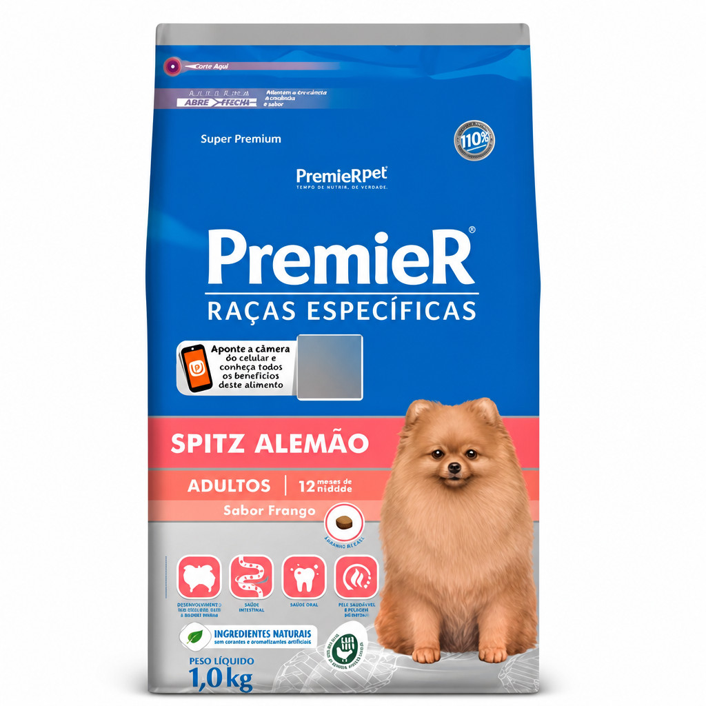 PremieR Raças Específicas Spitz Alemão Adulto 1kg ? Ração Super Premium para Cães Adultos