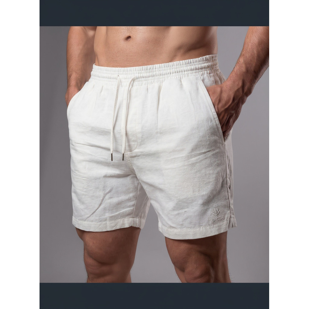 Kit 2 Bermudas Masculinas Linho Elastano Praiana Confortável Verão — Magazine NP