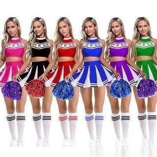 Fantasia de Líder de Torcida Halloween Cosplay Performance de Cheerleader Roupas de Jogo de RPG W7IS M5XN