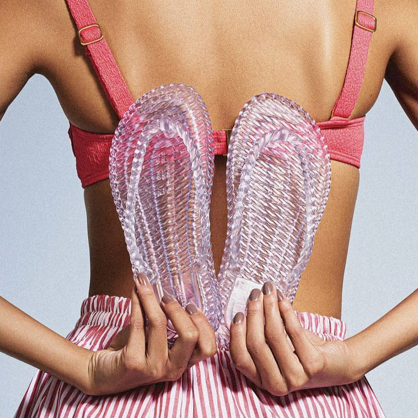 Chinelo Feminino Rasteira Trançado Sandália Jelly Feminino Transparente Confortável Tendencia Verão Estiloso