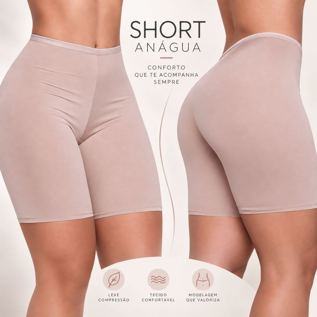 Shortinho Liso Feminina Bermuda Segunda Pele Microfibra Short - Anagua