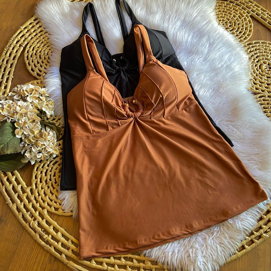 Blusa feminino 44 a 48 plus size suplex alça fina argola