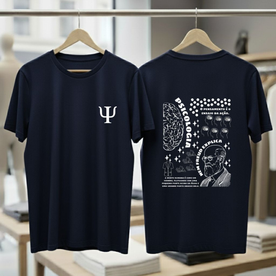 Camiseta Estampada Psicologia 100% Algodão Masculino Feminino Unissex