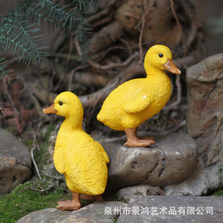 Simulação bonito pequeno pato amarelo ornamentos de resina pátio ao ar livre jardim varanda Rockery paisagismo Waterscap