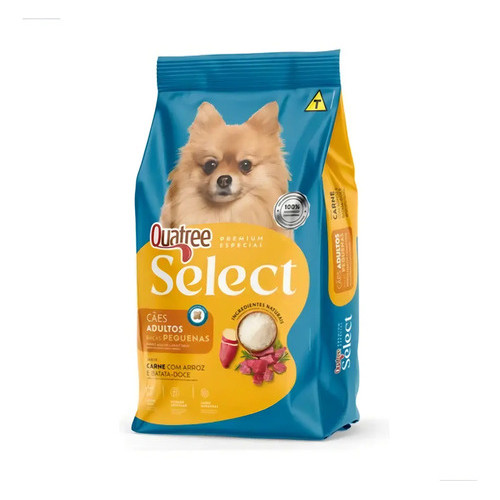 Ração Quatree Spitz Select Cachorro Adulto Raças Pequenas Sabor Carne 3kg