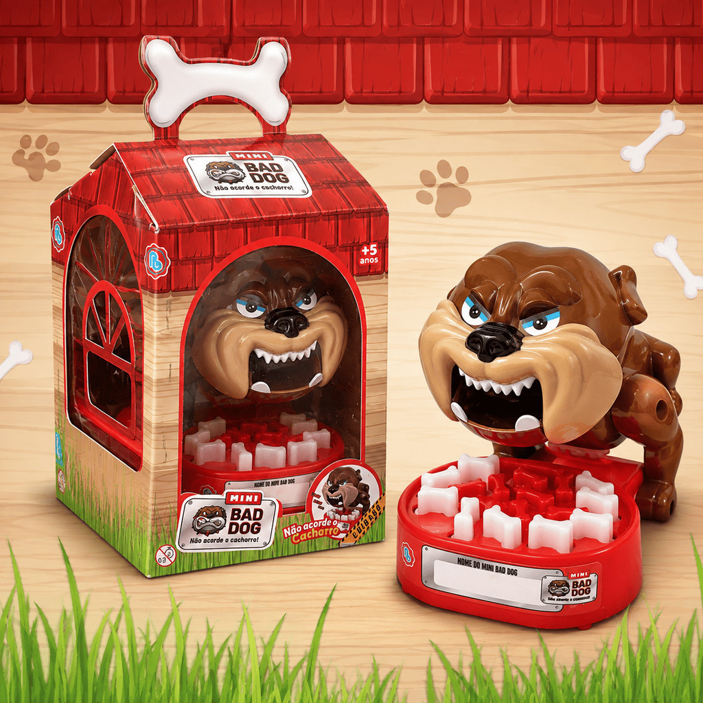 Jogo Infantil Mini Bad Dog Cachorro Bravo Interativo com Ossinhos Brinquedo de Suspense Sorte Desafio Família Crianças
