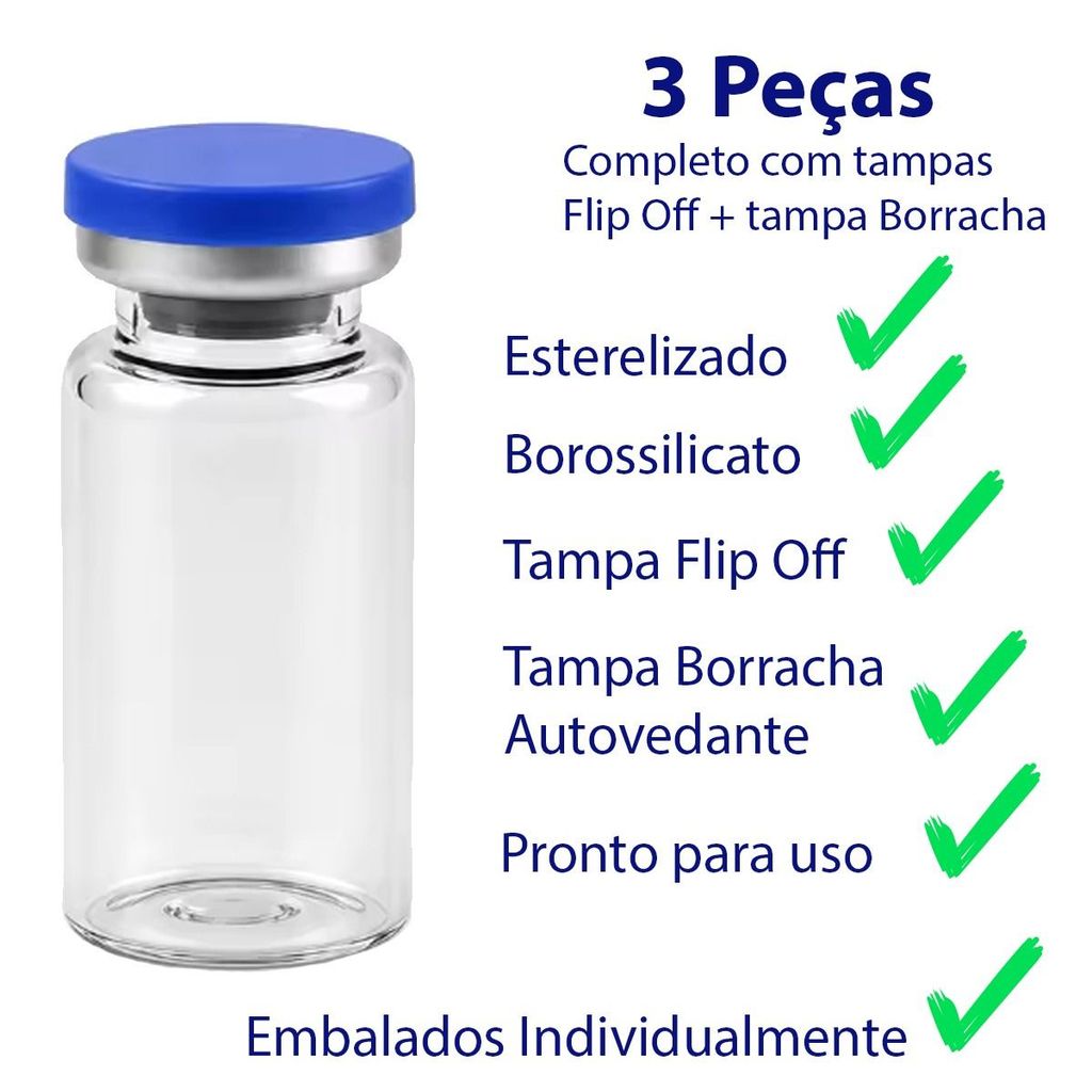 Kit 3 Vial Esterilizado Vidro 2,5ml Vazio P/ Hcg Gh e Etc.