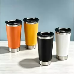 Kit 10 Copo de cerfejaTampa e Abridor de 473ml inox Gelada Cores Full Copo Térmico