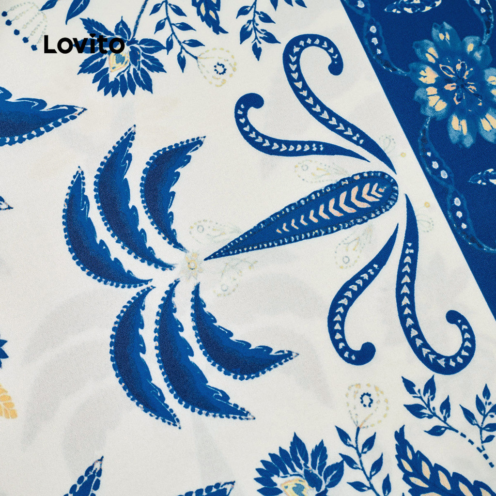Lovito Vestido Estilo Férias com Amarração para Mulheres Primavera/verão Bordado LBL31248