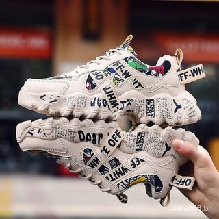 Sapatos casuais masculinos moda confortável esportes correndo elástico antiderrapante na moda vulcanizado respirável mal