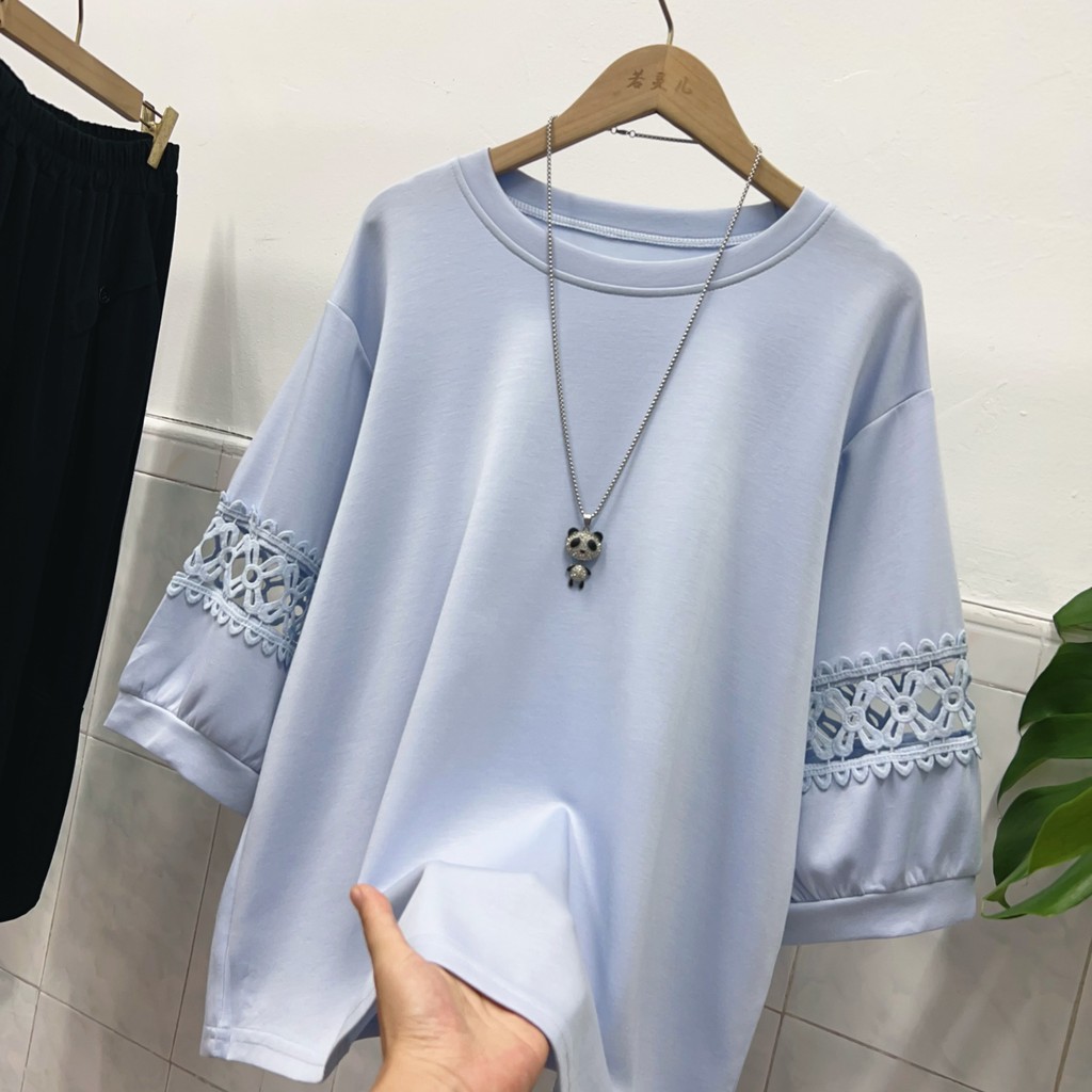Olhos grandes [Roupas femininas japonesas coreanas de tamanho único] Camiseta de manga comprida-7 cores Air Cotton Loose