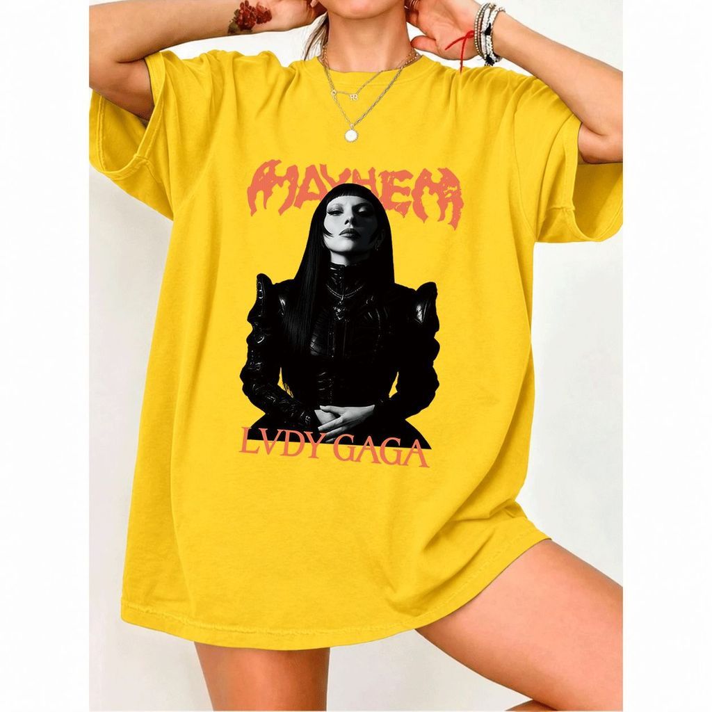 [Camiseta Premium em Algodão Puro]MIA Camiseta Feminina Oversized Streetwear, Estampa Lady Gaga, Em Algodão 100%, Estilo