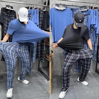 Conjunto de 2 peças!O corpo superior é muito confortável!Calças superiores masculinas respiráveis e macias lavadas e ade