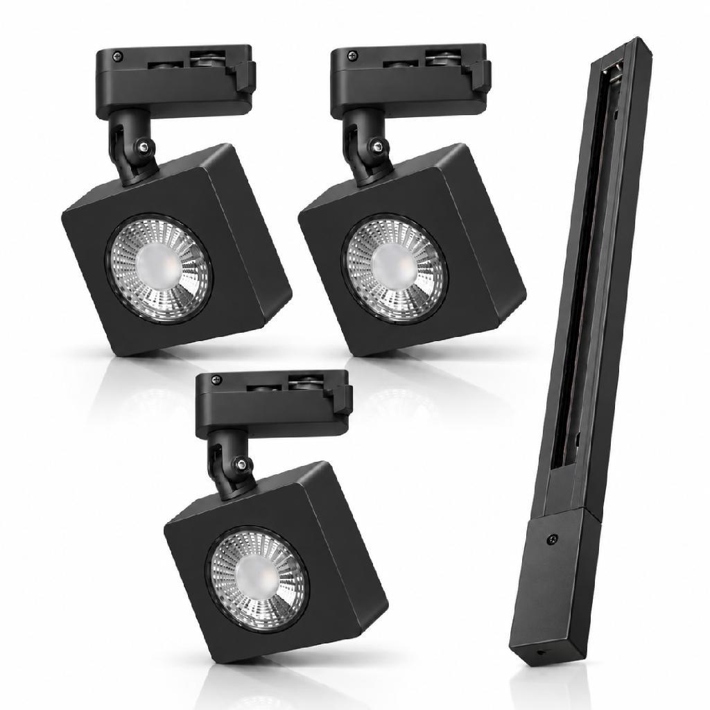 Kit 1m Trilho + 3 Spot Led Quadrada Nobby 10w 2700k Branco Quente 800lm Preto Cod: AVANT-KC-00034 Avant — imagem 2 de 2