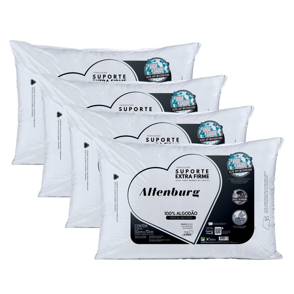 Kit 4 Travesseiros Altenburg Suporte Extra Firme 50x70cm