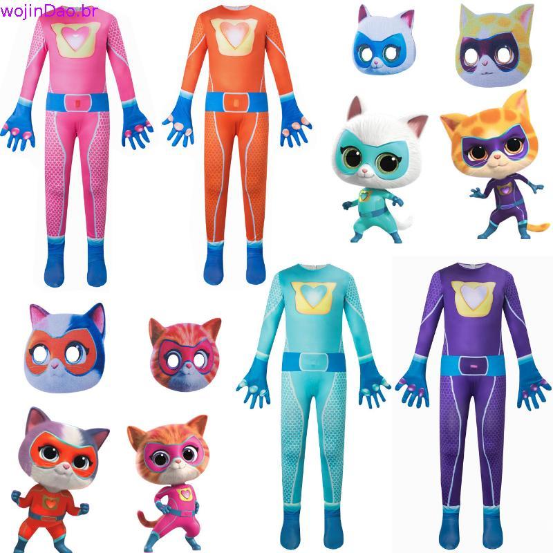 Super Kitties Cosplay Fantasia Para Meninos Meninas Jumpsuit Unisex Halloween Roupas De Natal Performance Festa De Aniv