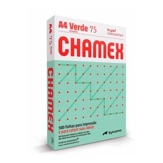 PAPEL SULFITE VERDE RESMA A4 500 FLS CHAMEX 75G