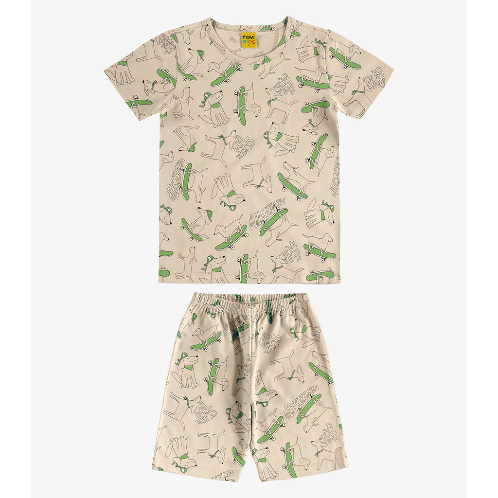 Pijama Meia Malha Rovi Kids Bege