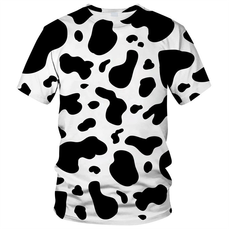 Padrão De Vaca T Camisa Para Homem Colorido Dos Desenhos Animados 3D Impresso Camisetas Verão Casual Crianças Rua Solta 