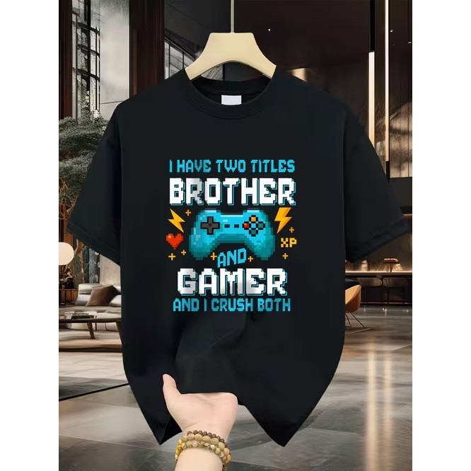 Camiseta Manga Curta Estampada Gamer Divertida Confortável Moderna Premium Estilosa para Uso Casual Moda Tendência Verão