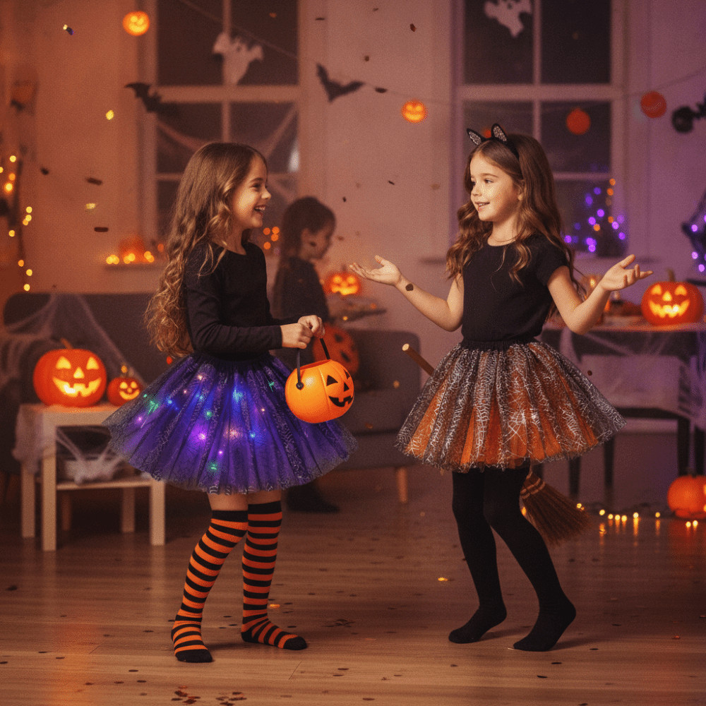 Saia Inchada De Malha Para Meninas , Tutu Infantil De Comprimento Curto , Pom Inchado Com Contas De Lâmpada