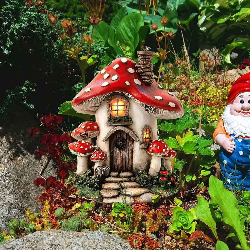 Jardim PVC soquete criativo floresta cogumelo cabana decorações de jardim atmosfera Pastoral decoração estrada