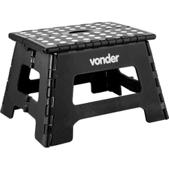 Banqueta Banquinho Plástico Dobrável 22cm 150kg Preto Vonder