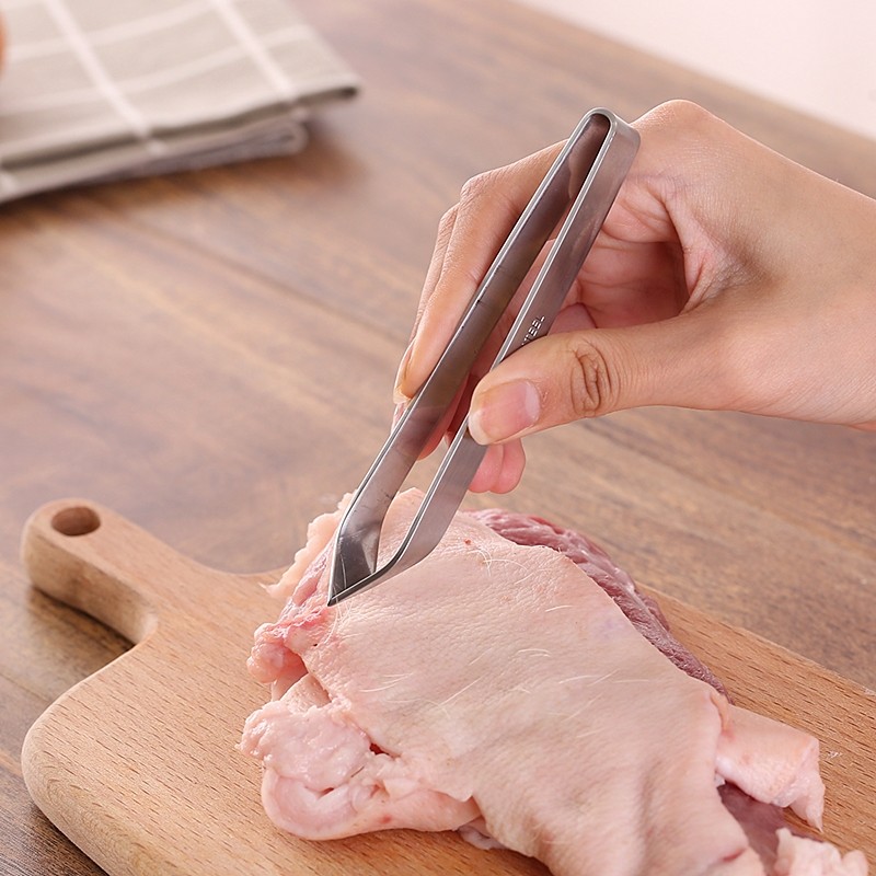 Ajuste firmemente arrancar clipe engrossado aço inoxidável frango pato para baixo ferramenta remover espinha de peixe po