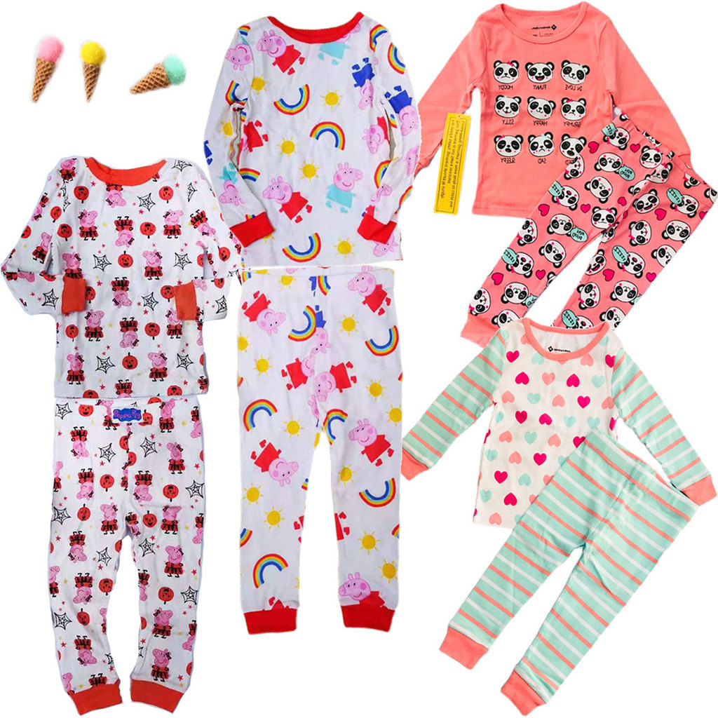 Comércio exterior pedido Original meninas crianças médias puro algodão manga comprida camiseta roupas de outono calças c