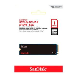 SSD SanDisk Plus, 1TB, M.2 PCle, NVMe, Leitura 3200MB/s e Gravação acima de 2500MB/s, Preto - SDSSDA3N-1T00-G26