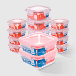 Kit com 14 Potes de Vidro Herméticos Quadrados Conserve Mais Invicta