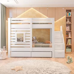 Beliche Infantil Star Plus com Janela Casatema MadeiraOriginals Branco Branco