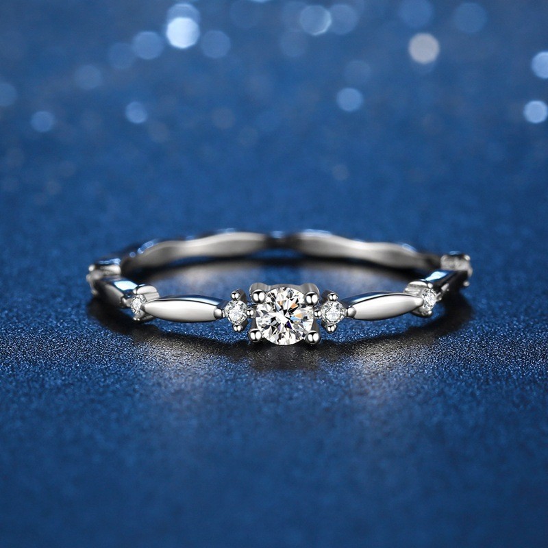 Anel de renda onda linha novo estilo moda linha anel par anel pequeno anel de diamante Moissanite uma peça envio vendas 