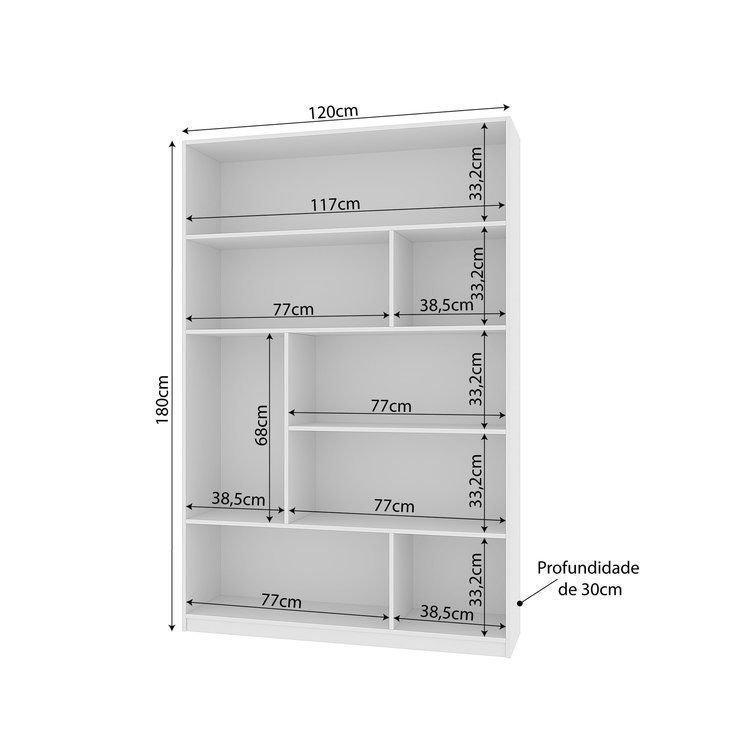 Estante de Livros 120 cm X 180 cm 5 Prateleiras Seattle Yescasa Branco Branco · foto 2