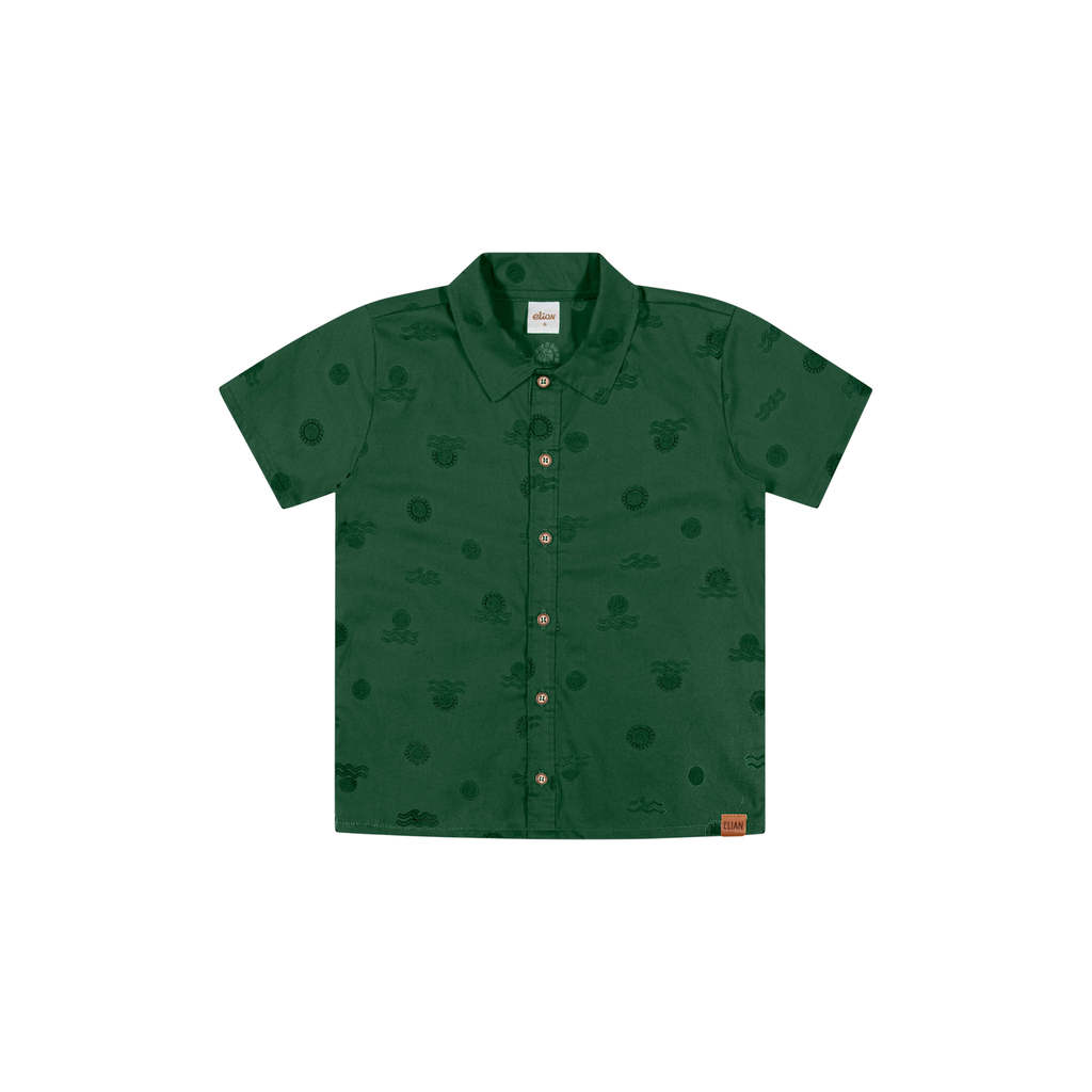 Camisa Manga Curta Infantil Menino Tropical Elian Verde · foto 2