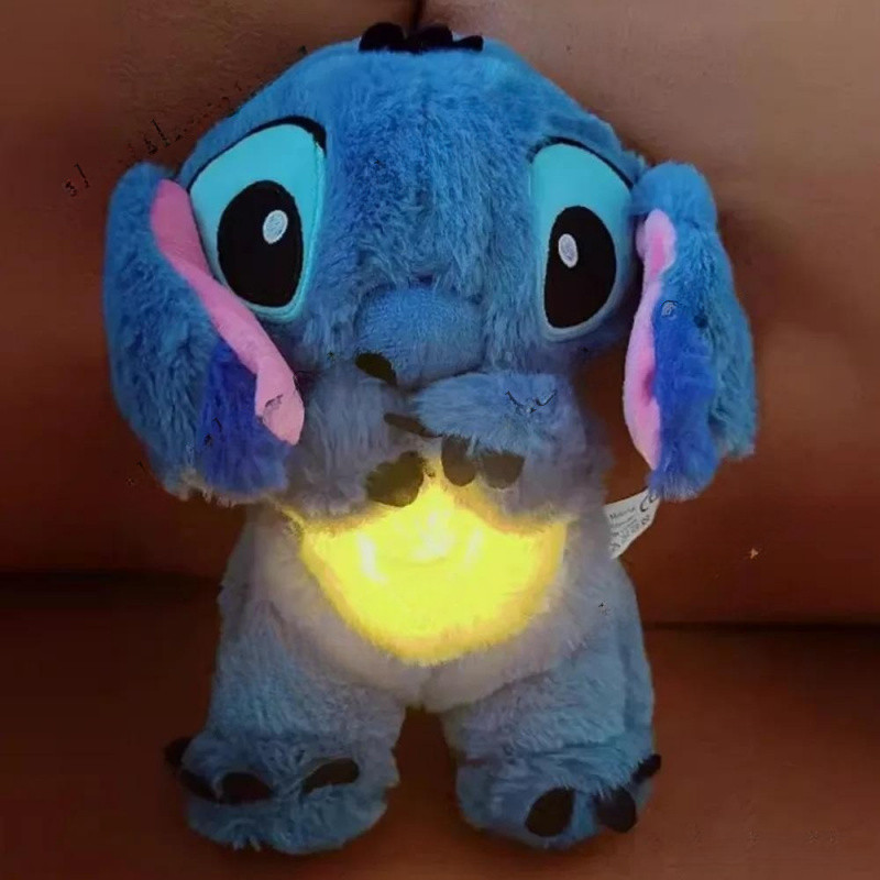 Boneca de Pelúcia Disney Stitch de 32CM com Luz e Música, Companheiro de Sono para Bebês, Brinquedo Kawaii com Suavizaçã