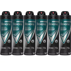 Kit Desodorante Aerosol Rexona Invisible Men 150ml/90g - 6 Unidades