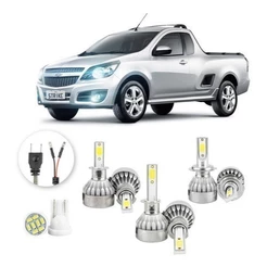 Lâmpadas Ultra Led Chevrolet Montana 20000lm Alto Baixo e Milha + Pingo Led
