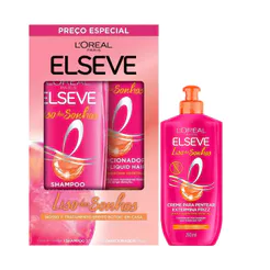 Kit Elseve Shampoo 375ml + Condicionador 170ml + Creme De Pentear Liso dos Sonhos 250ml