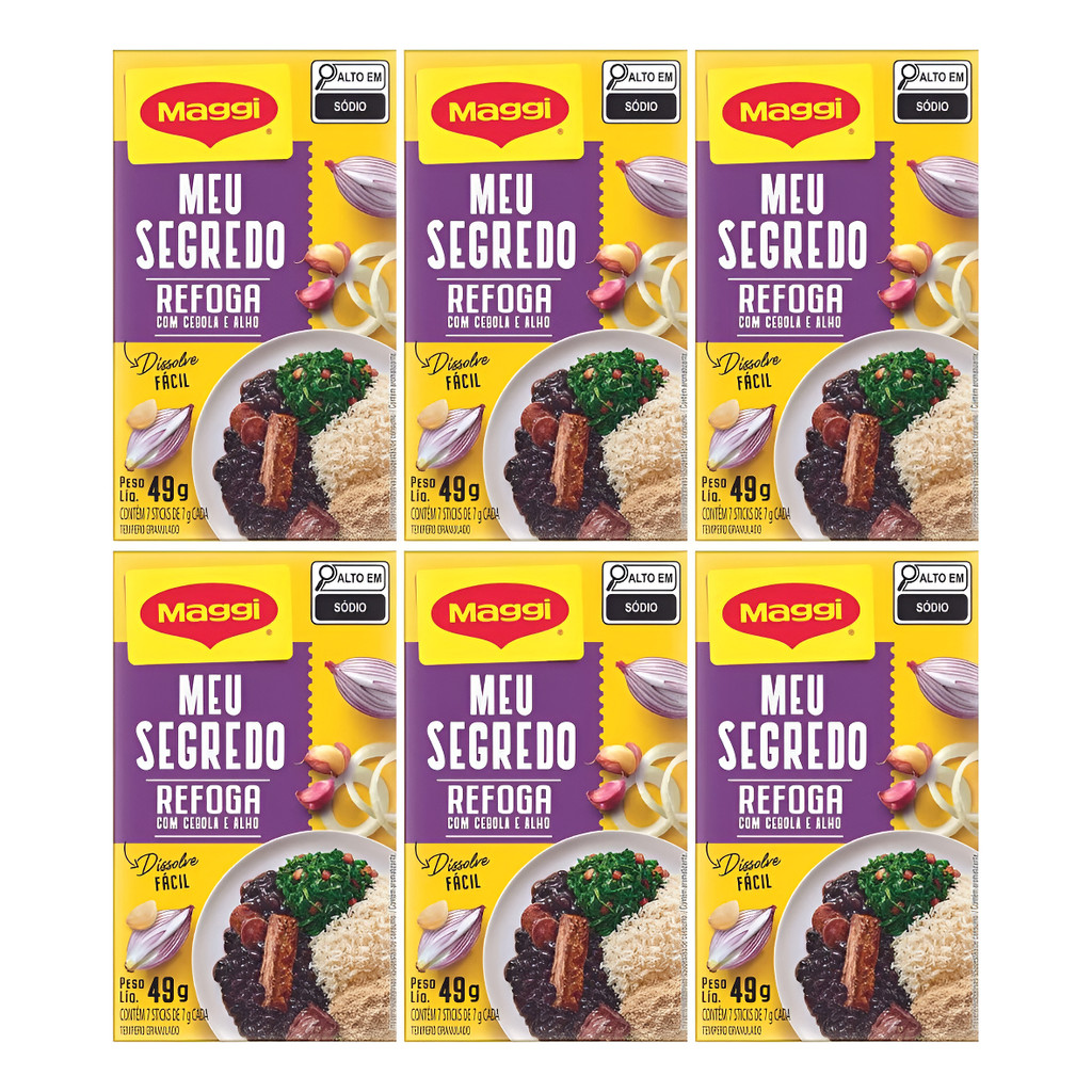 Kit C/6 Tempero Meu Segredo Refoga Cebola E Alho 49g Maggi