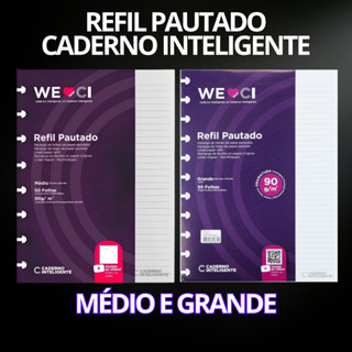 Refil Caderno Inteligente Médio/Grande Pautado 90g 50 Folhas Original Excelente Qualidade em Oferta na Shopee