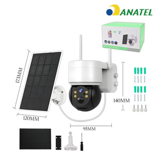 Câmera HD WiFi Solar Sem Fio Externa Bateria Recarregável Visão Noturna Detecção de Movim…