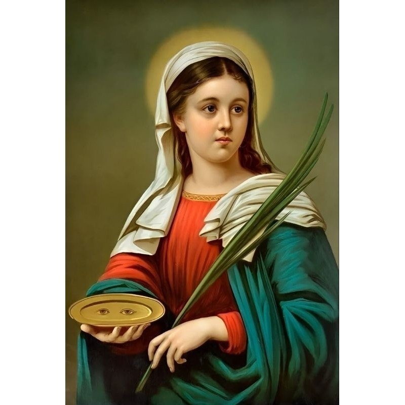 Quadro Santa Luzia  Santa Poderosa Protetora dos Olhos Placa Decorativa MDF tamanho A4 28x20 Envio Imediato