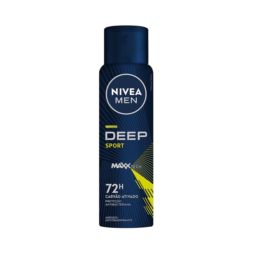 Desodorante Antitranspirante Nivea Men Aerossol Deep Sport MaxxTech Carvão Ativado 150ml em Oferta na Shopee