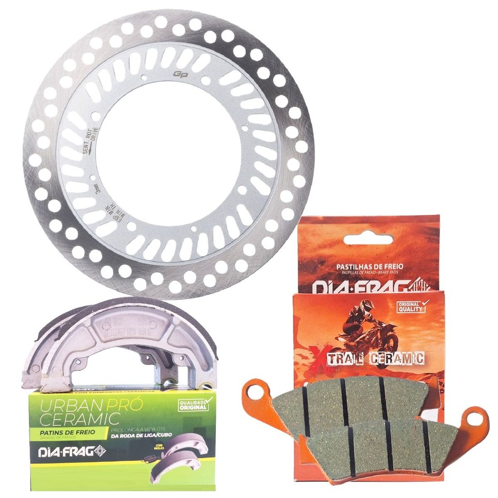 Disco de Freio Tornado 250 + Pastilhas e Lonas Sob Medida 0.50 Cerâmica em Oferta na Shopee