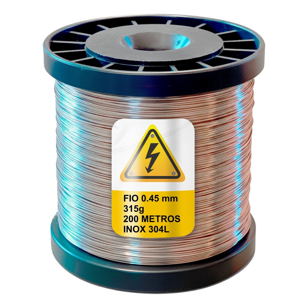 200m Fio INOX 0.45mm Rolo 315g Cerca Rural e Apicultura Alta Resistência Durável Profissional INOX