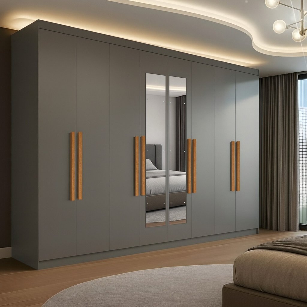 Guarda-roupa Casal com Espelho 8 Portas 4 Gavetas Paris  Ônix em Oferta na Shopee