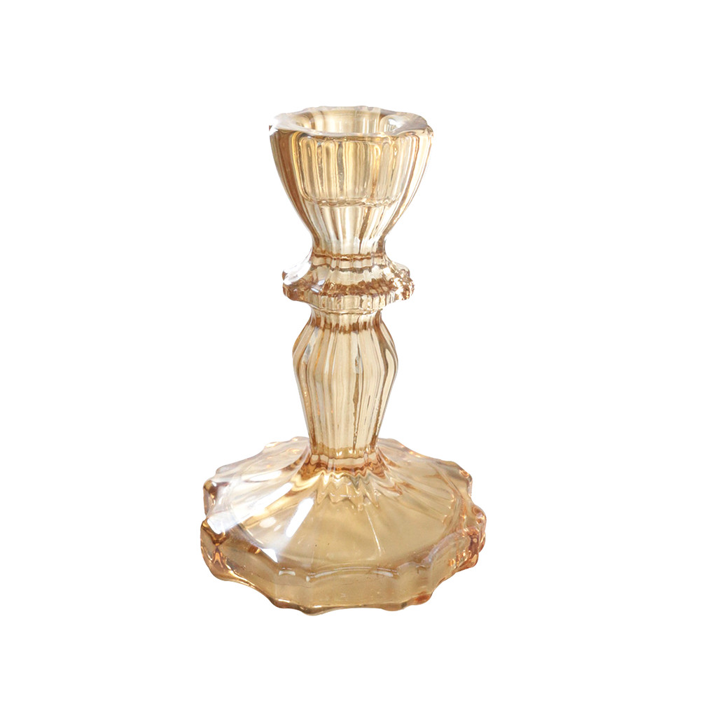 Castiçal de vidro âmbar eloysa 4X7,5X11CM em Oferta na Shopee