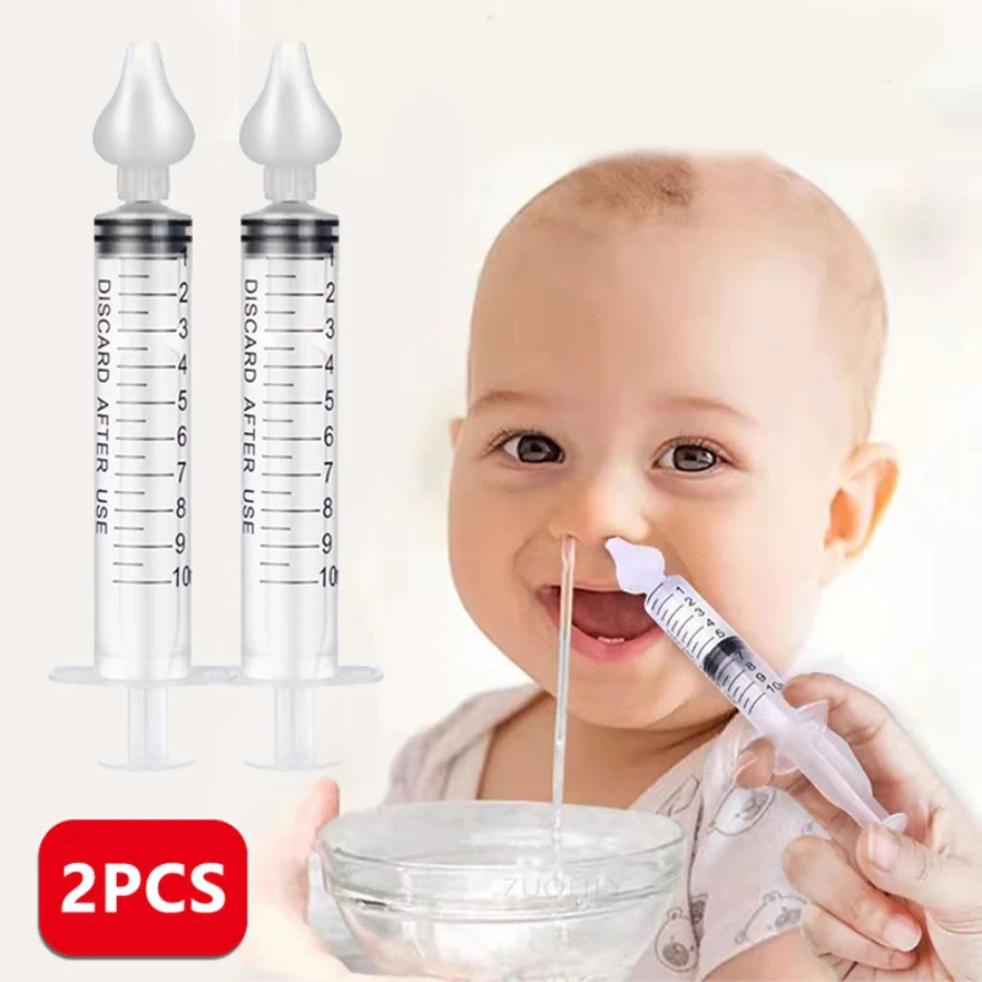 Kit 2 Seringas Lavador Aspirador Nasal Limpeza Infantil Bico Silicone Nariz Bebê Livre BPA Free Não Alergênico Reutilizá