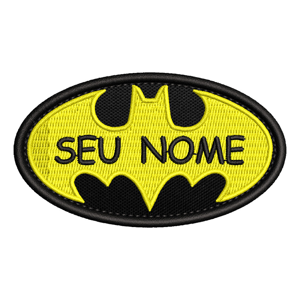 Patch Bordado Batman Seu Nome 8x4,5cm Fundo Preto